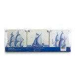 Dessous de verre, tuiles bleues de Delft, Navires