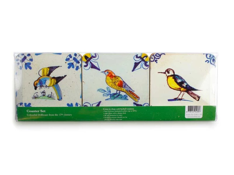 Onderzetters, Delfts polychrome tegels Vogels