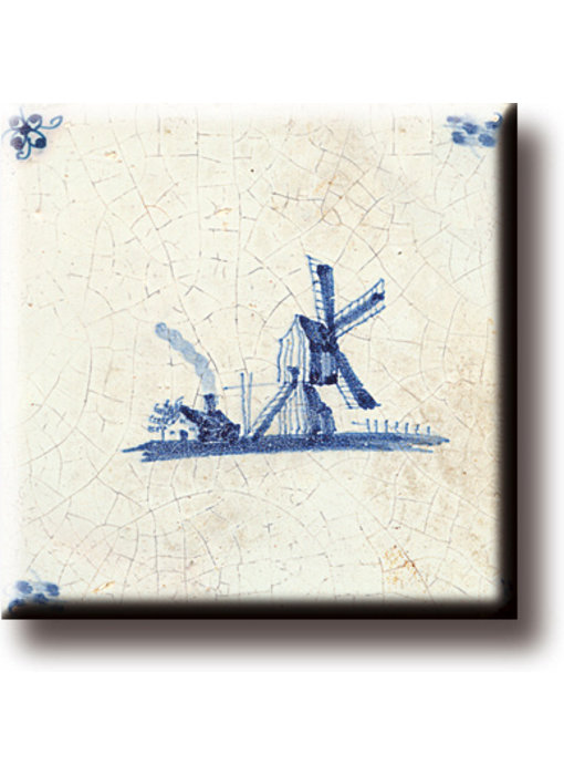 Imán de nevera, azulejo azul de Delft, molino de viento 'De Eendracht'