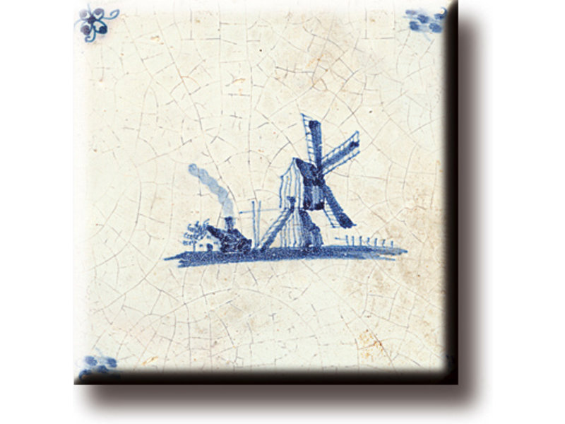 Aimant pour réfrigérateur, carrelage bleu de Delft, moulin à vent 'De Eendracht'