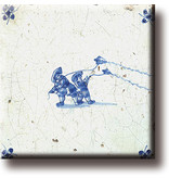 Koelkastmagneet, Delfts blauwe tegel, Kinderspelen: Vliegeren