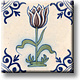 Fridge magnet, Delft blue tile, Red colored tulip