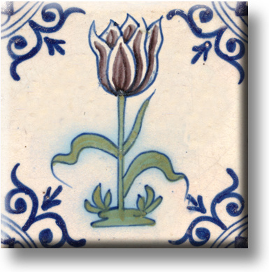 Aimant pour réfrigérateur, carrelage bleu de Delft, tulipe diagonale -  Museum-webshop