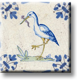 Fridge magnet, Delft blue tile, Stork