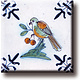 Imán de nevera, azulejo azul de Delft, pájaro con bayas