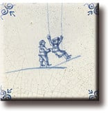 Fridge magnet, Delft blue tile, Children's games, swinging