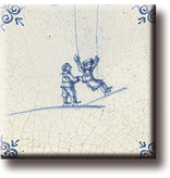 Imán de nevera, azulejo azul de Delft, juegos infantiles, columpios