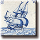 Imán de nevera, azulejo azul de Delft, barco mercante