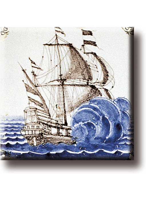 Imán de nevera, azulejo azul de Delft, barco de las Indias Orientales