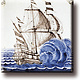 Imán de nevera, azulejo azul de Delft, barco de las Indias Orientales