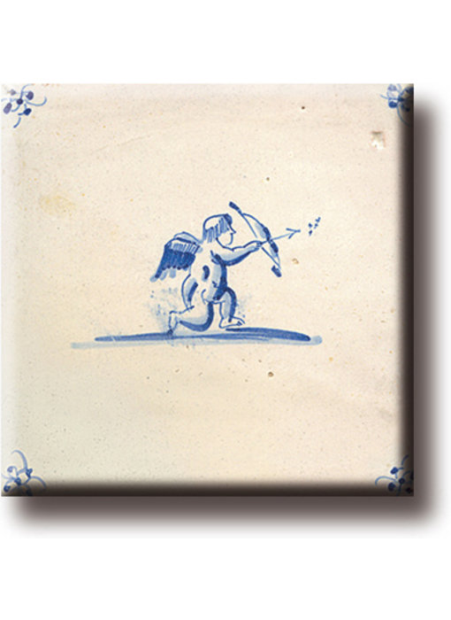 Fridge magnet, Delft blue tile, Cupid