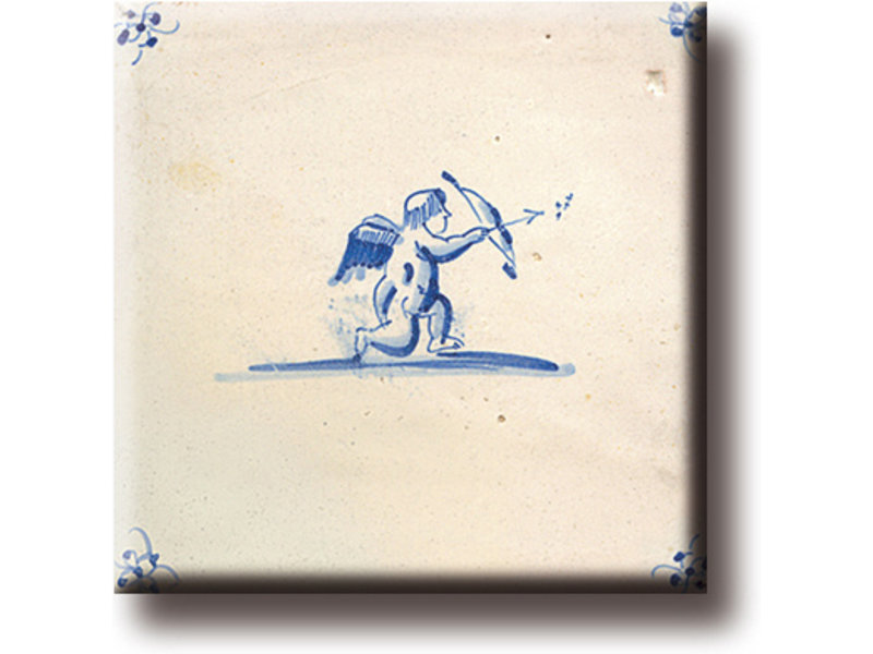 Fridge magnet, Delft blue tile, Cupid