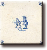 Magnet pour réfrigérateur, carrelage bleu Delft, jeux pour enfants, toupies