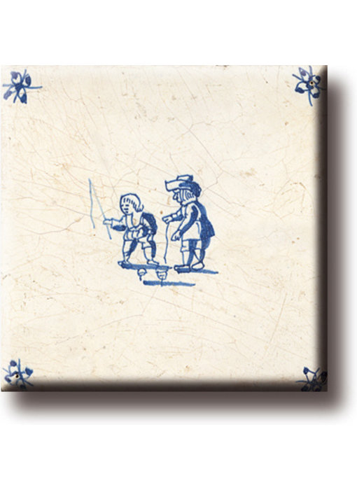 Aimant pour réfrigérateur, carrelage bleu Delft, jeux pour enfants, toupies