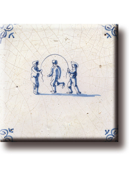 Fridge magnet, Delft blue tile, Children's games, jumping rope