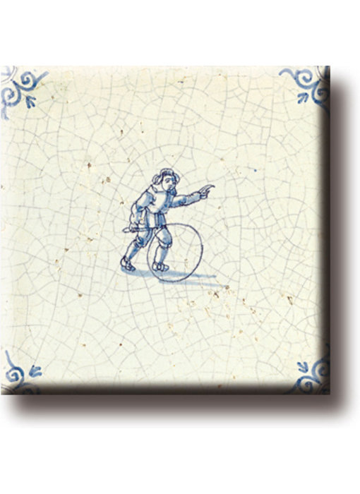 Koelkastmagneet, Delfts blauwe tegel, Kinderspelen, hoepelen