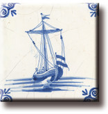 Fridge magnet, Delft blue tile, ship