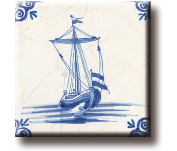 Fridge magnet, Delft blue tile, Kofschip