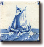 Aimant de réfrigérateur, carrelage bleu de Delft, voilier