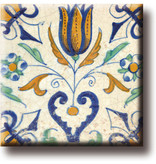 Aimant pour réfrigérateur, carrelage bleu de Delft, tulipe avec coeur