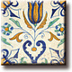 Imán de nevera, azulejo azul de Delft, tulipán con corazón