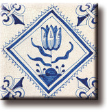 Aimant pour réfrigérateur, carrelage bleu de Delft, quadruple tulipe