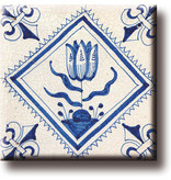 Fridge magnet, Delft blue tile, Tulip Quadrupel