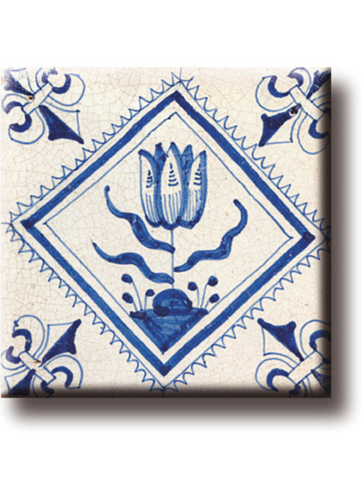 Fridge magnet, Delft blue tile, Tulip Quadrupel