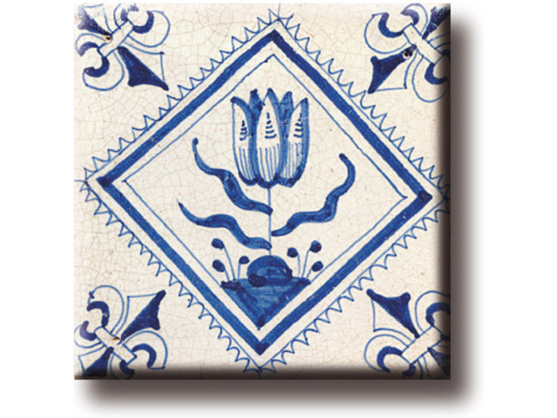 Fridge magnet, Delft blue tile, Tulip Quadrupel