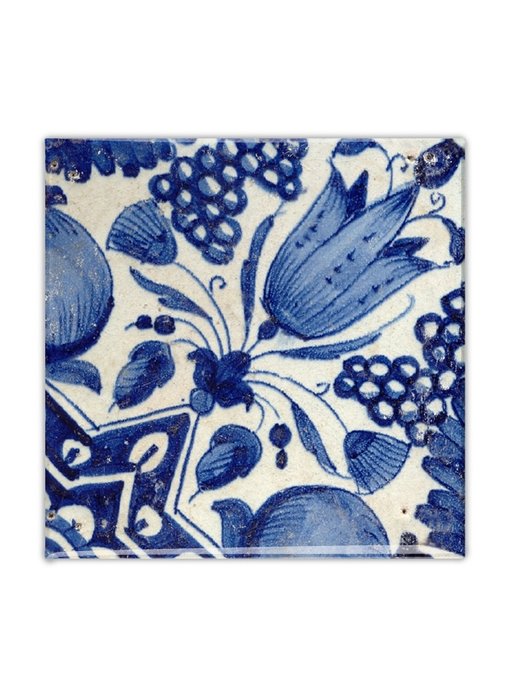 Fridge magnet, Delft blue tile, Diagonal Tulip