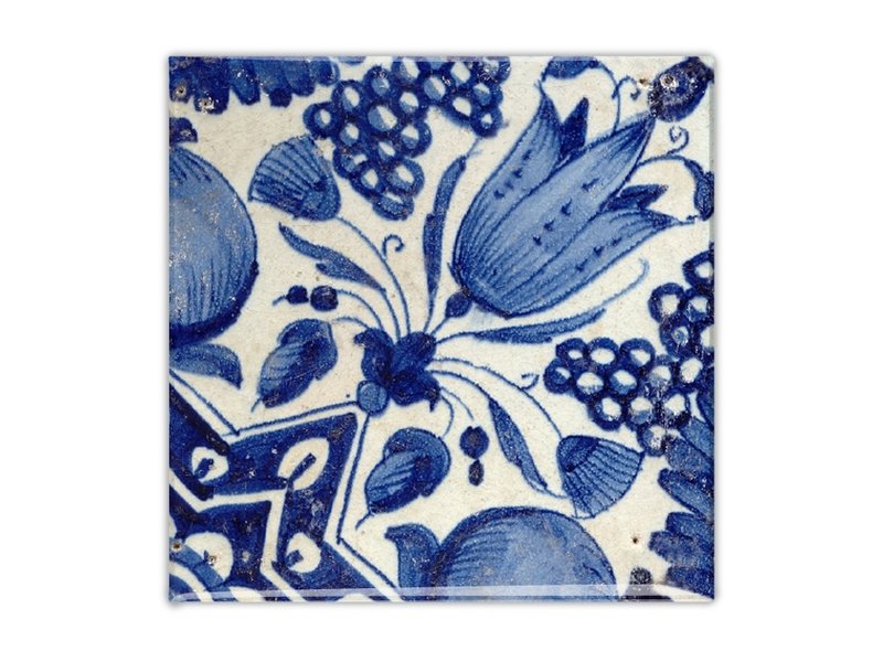 Koelkastmagneet, Delfts blauwe tegel, Diagonale Tulp