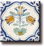 Imán de nevera, azulejo azul de Delft, triplete, policromo