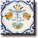 Fridge magnet, Delft blue tile, Triplet, Polychrome