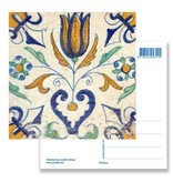 Carte postale, tuile bleue de Delft Tulipe avec coeur