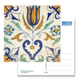 Postal, azulejo azul de Delft Tulipán con corazón