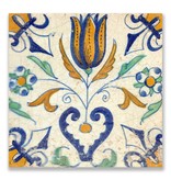 Carte postale, tuile bleue de Delft Tulipe avec coeur