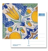 Postcard, Delft Blue Tile Diagonal Tulip Polychrome