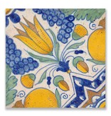 Postcard, Delft Blue Tile Diagonal Tulip Polychrome