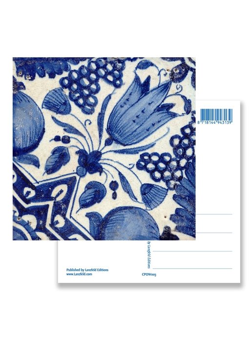 Carte postale, Delft Blue Tile Diagonal Tulip