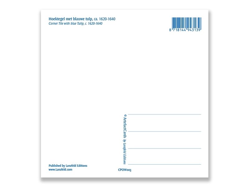 Postal, tulipán diagonal de azulejos azules de Delft