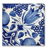 Postcard, Delft Blue Tile Diagonal Tulip