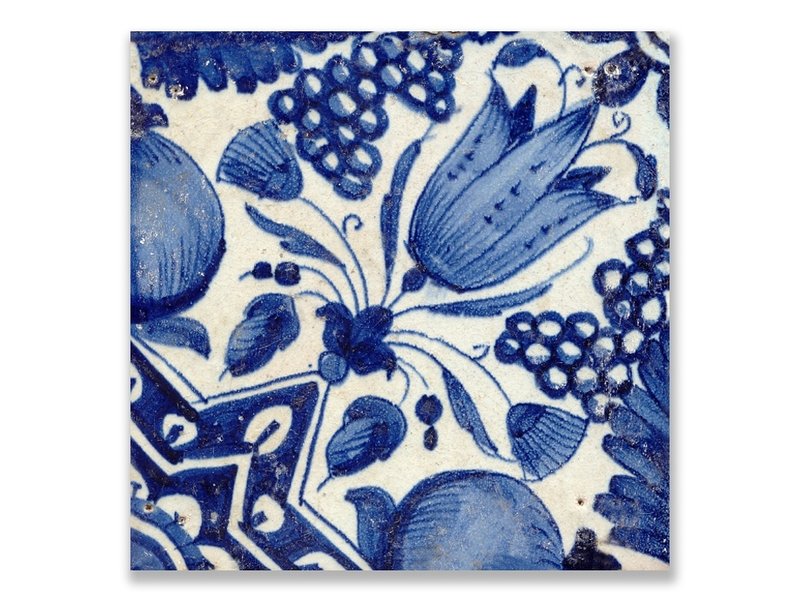 Carte postale, Delft Blue Tile Diagonal Tulip