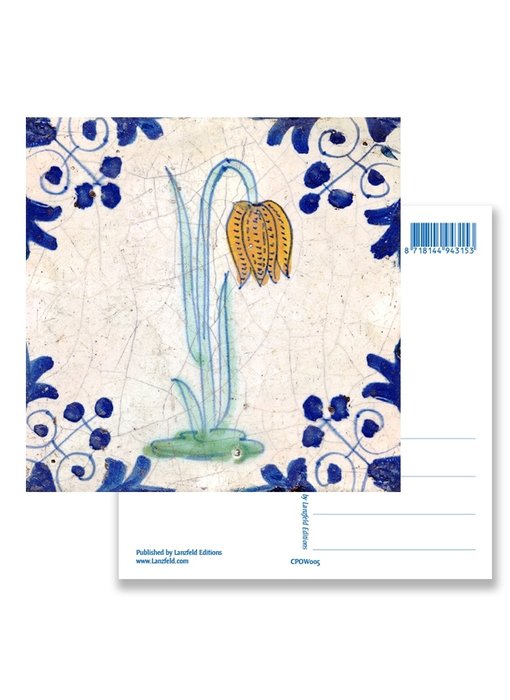 Ansichtkaart, Delfts blauwe tegel Kievitsbloem
