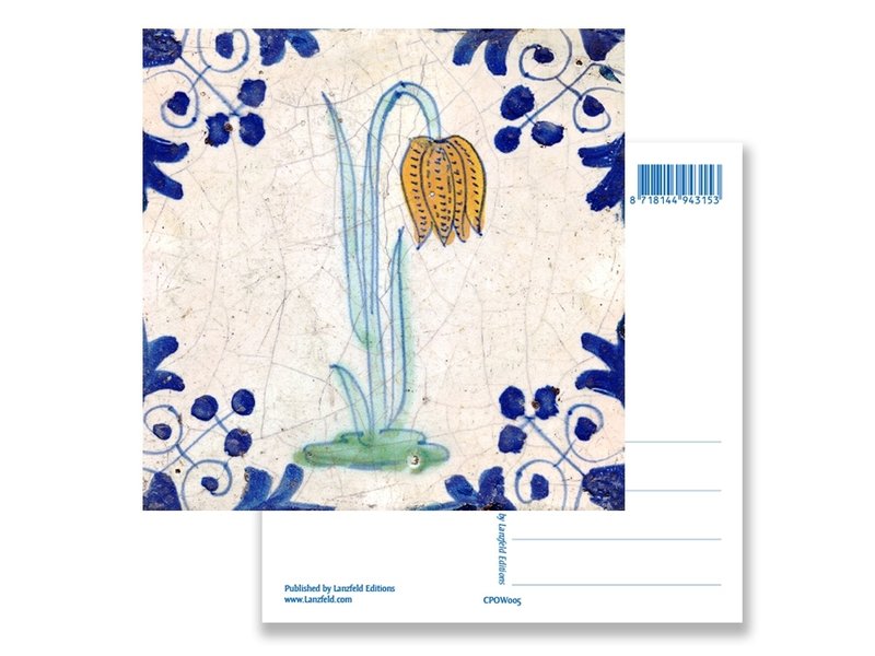 Postcard, Delft Blue Tile Leper Lily