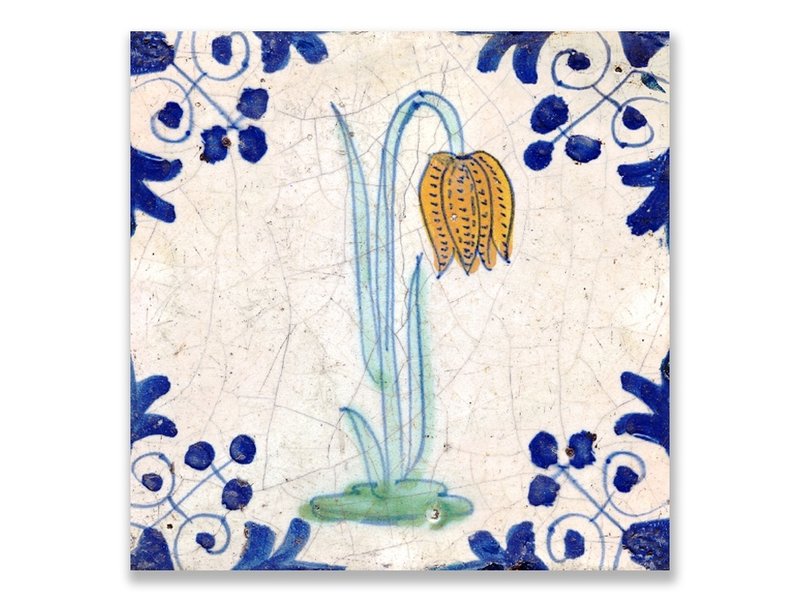 Postcard, Delft Blue Tile Leper Lily