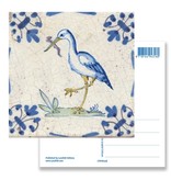 Carte postale, tuile bleue de Delft Cigogne