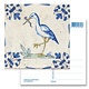 Carte postale, tuile bleue de Delft Cigogne