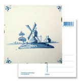 Carte postale, moulin à vent bleu de Delft 'De Eendracht'