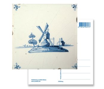 Postal, molino de viento de azulejos azules de Delft 'De Eendracht'