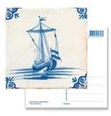 Postcard, Delft Blue Tile with Sailing Boat